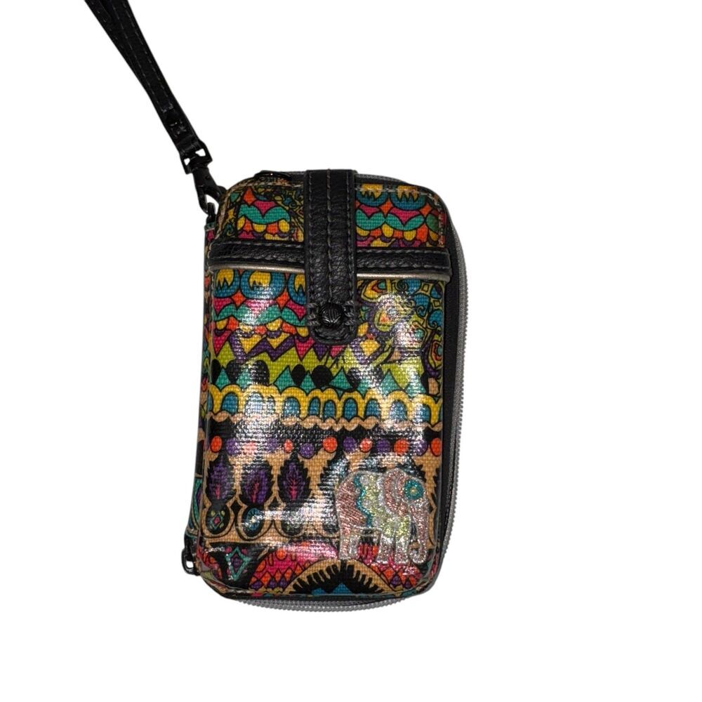 Sakroots Artist Circle Zip Smartphone Wristlet Wallet‎ Neon OW One World Print